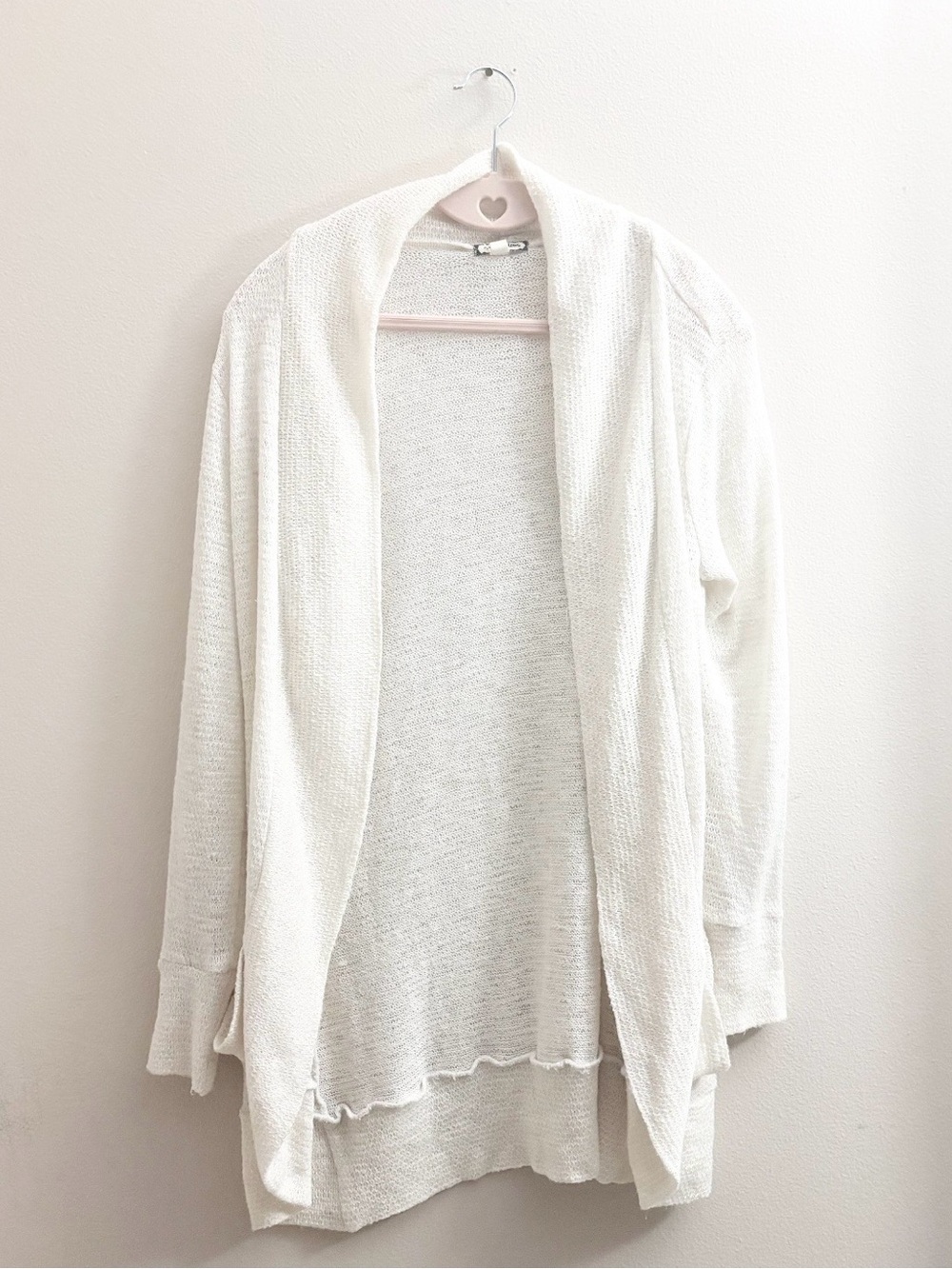 5/$25 🩷 Eyeshadow Ivory Open-Front Draped Knit Cardigan